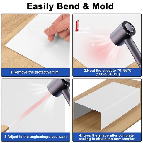 4Pack White ABS Plastic Sheet 12" x 16" x 1/8" Thick White Rigid Thermoplastic Sheet (Upgrade Surface) 3MM Flexible High Tensile ABS Moldable Plastic Panel for Crafts, DIY, Signs in Kuwait