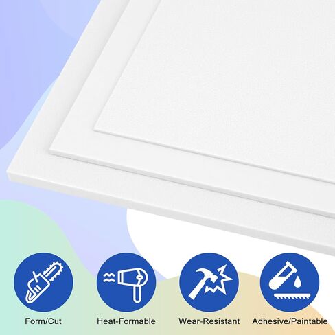 4Pack White ABS Plastic Sheet 12" x 16" x 1/8" Thick White Rigid Thermoplastic Sheet (Upgrade Surface) 3MM Flexible High Tensile ABS Moldable Plastic Panel for Crafts, DIY, Signs in Kuwait