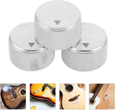 BESTonZON 3pcs Aluminum Electric Guitar Potentiometer Knobs Bass Guitar Volume and Tone Control Knobs with Slant Texture Metal Replacement for Amplifier and Audio Equipment in Saudi Arabia