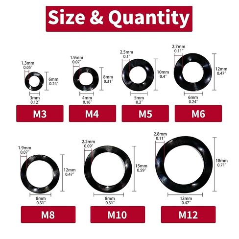 Wave Spring Washer 50/100pcs M3-M12 Spring Wave Washer Gasket Metric System Fasteners Tools Repair Accessories(300x4.6,50pcs M12) in Kuwait