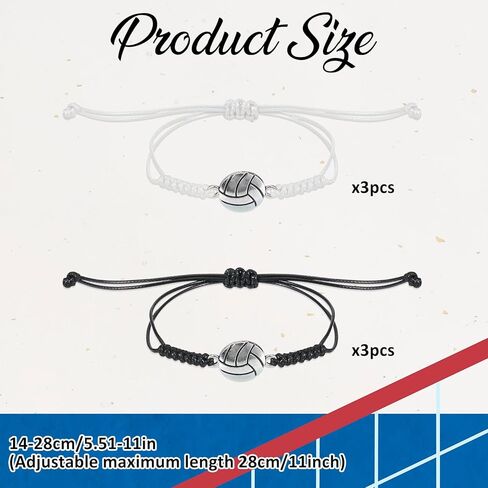12pcs Volleyball Braided Sports Bracelets, Adjustable Volleyball Jewelry Softball Charm Bracelet Inspirational Wristbands Volleyball Team Gift for Fans Men Women Teen Adults in Saudi Arabia