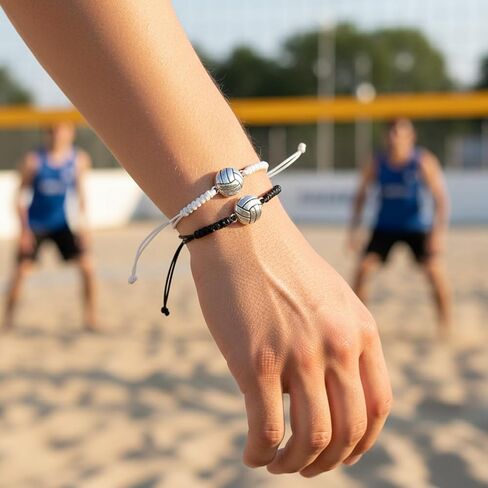 12pcs Volleyball Braided Sports Bracelets, Adjustable Volleyball Jewelry Softball Charm Bracelet Inspirational Wristbands Volleyball Team Gift for Fans Men Women Teen Adults in Saudi Arabia