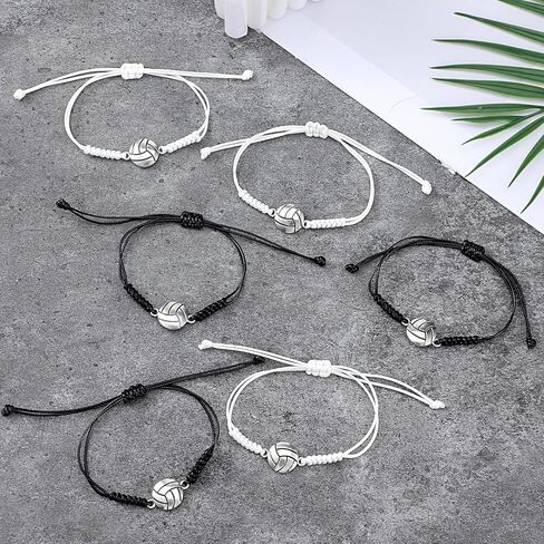 12pcs Volleyball Braided Sports Bracelets, Adjustable Volleyball Jewelry Softball Charm Bracelet Inspirational Wristbands Volleyball Team Gift for Fans Men Women Teen Adults in Saudi Arabia