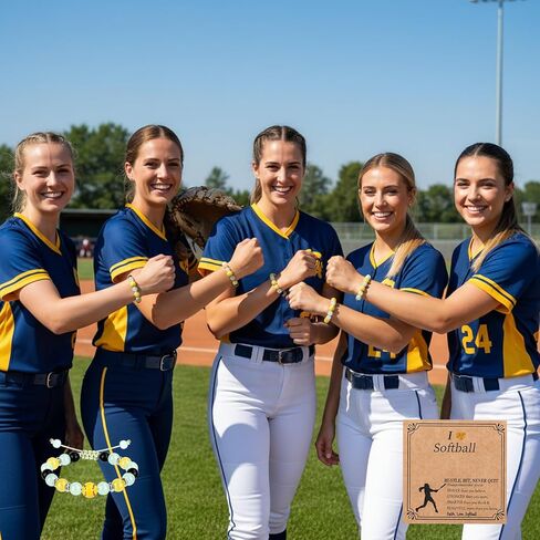 12 Sets Softball Bracelets, Sport Adjustable Softball Beads Charm Bracelets with Inspirational Card, Gifts Trendy Stuff Goodie Bag Stuffers, Softball Gifts for Christmas Birthday Festival in Kuwait