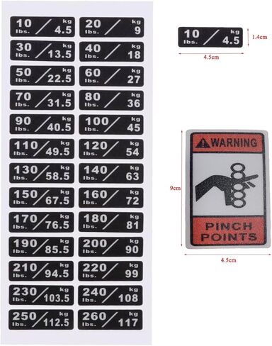 10-260LBS/4.5-117 كجم معدات الصالة الرياضية الوزن كومة ملصقات ملصقات لوحة الوزن المخصصة وملصقات تحذير السلامة in Kuwait