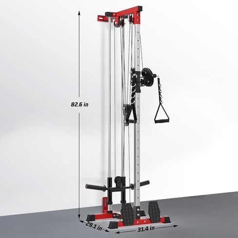 LAT Pull Down Machines, 20-Position Wall Mount Cable Machine, Dual Pulley Cable Machine, Pulldown & Low Row Dual Station System with Accessories for Cable Crossover, Row, Chest Press & Leg Exercises | in Saudi Arabia