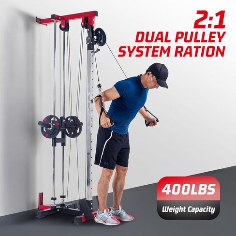 LAT Pull Down Machines, 20-Position Wall Mount Cable Machine, Dual Pulley Cable Machine, Pulldown & Low Row Dual Station System with Accessories for Cable Crossover, Row, Chest Press & Leg Exercises | in Saudi Arabia