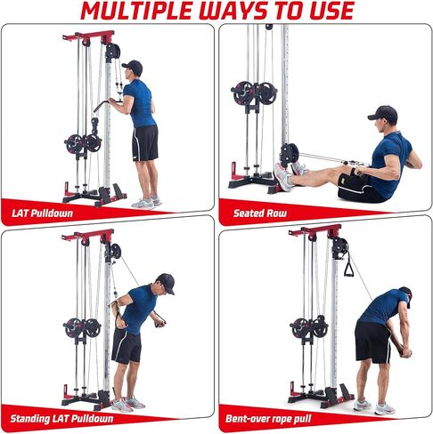 LAT Pull Down Machines, 20-Position Wall Mount Cable Machine, Dual Pulley Cable Machine, Pulldown & Low Row Dual Station System with Accessories for Cable Crossover, Row, Chest Press & Leg Exercises | in Saudi Arabia