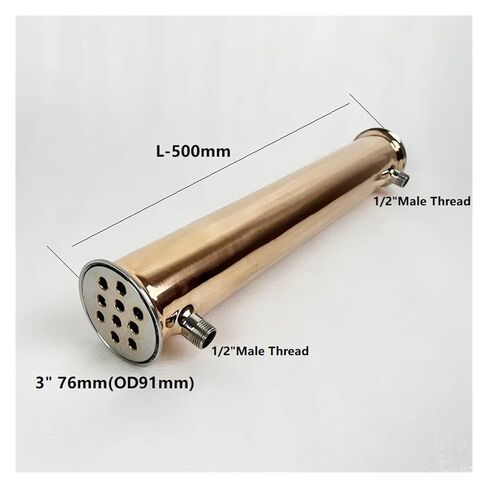 3" 76mm(OD91mm) Copper Distiller Condenser,Reflux,Dephlegmator with 1/2" Male Tread for Distillation,Length 500mm in Saudi Arabia