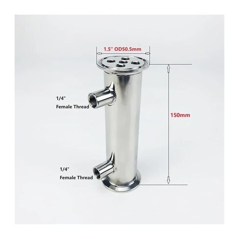 1.5" 38mm（ OD50.5mm）Dephlegmator, Reflux, Distiller Condenser with 1/4" Female Tread,Length 150mm,Sanitary Steel 304 in Saudi Arabia