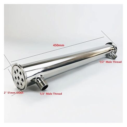 2" 51mm(OD64mm) Distiller Condenser, Reflux,Dephlegmator. Length 450mm,with 1/2" Male Thread,Sanitary Steel 304 in Saudi Arabia