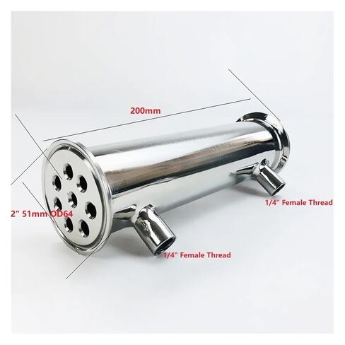 2" 51mm(OD64mm) Dephlegmator, Reflux,Distiller Condenser. Length 200mm,with 1/4" Female Tread,Sanitary Steel 304 in Saudi Arabia