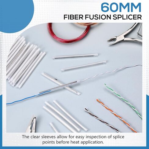 Kingdder 600 Pcs Fiber Optic Fusion Splice Sleeve 2.6mm Dia 60mm Length Heat Shrinkable Protection Tube Optic 304 Stainless Steel PE Clear Bare Optical Fiber Fusion Pipe in Saudi Arabia