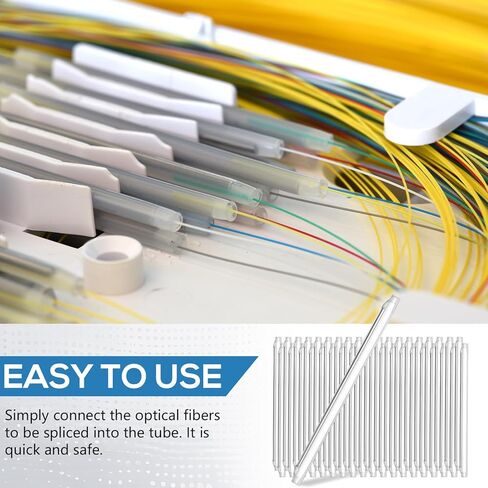 Kingdder 600 Pcs Fiber Optic Fusion Splice Sleeve 2.6mm Dia 60mm Length Heat Shrinkable Protection Tube Optic 304 Stainless Steel PE Clear Bare Optical Fiber Fusion Pipe in Saudi Arabia