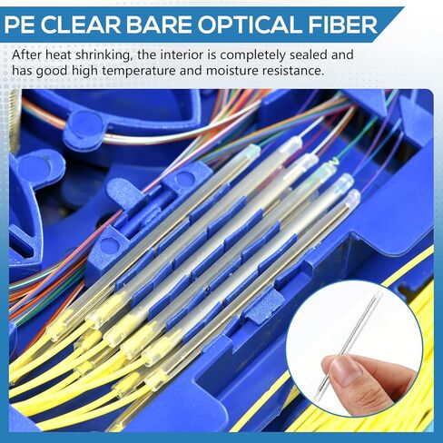 Kingdder 600 Pcs Fiber Optic Fusion Splice Sleeve 2.6mm Dia 60mm Length Heat Shrinkable Protection Tube Optic 304 Stainless Steel PE Clear Bare Optical Fiber Fusion Pipe in Saudi Arabia