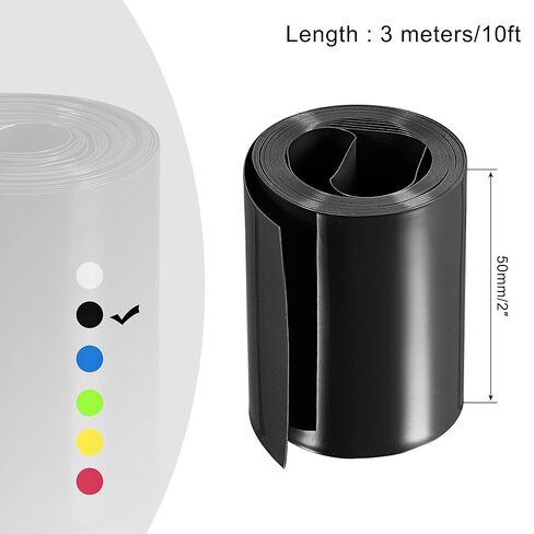 Battery Wrap PVC Heat Shrink Tubing 32mm Dia 50mm Flat 10 Feet Black Good Insulation for Battery Pack in Saudi Arabia