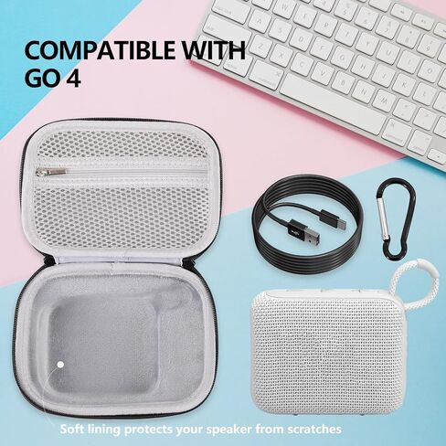 حافظة Hianjoo صلبة متوافقة مع JBL Go 4، حقيبة حمل EVA للسفر لمكبر صوت بلوتوث، حافظة واقية مقاومة للصدمات والغبار مع بطانة وحبل، أسود in Kuwait