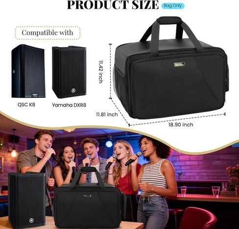 حقيبة حمل مكبر الصوت متوافقة مع QSC K8، حقيبة تخزين محمولة مع إسفنجة سميكة لخزائن مكبر الصوت المدمجة مقاس 8 بوصات، وتخزين الميكروفون، والكابل، ومحول للحفلة، والفرقة، والبروفة، والحقيبة فقط in Kuwait