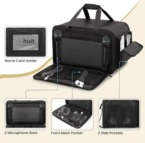 حقيبة حمل مكبر الصوت متوافقة مع QSC K8، حقيبة تخزين محمولة مع إسفنجة سميكة لخزائن مكبر الصوت المدمجة مقاس 8 بوصات، وتخزين الميكروفون، والكابل، ومحول للحفلة، والفرقة، والبروفة، والحقيبة فقط in Kuwait