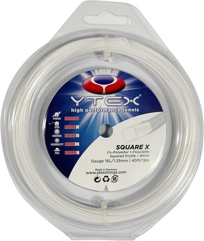 YTEX Square-X سلسلة مضرب تنس بيضاء - مجموعة وبكرة (16 لتر) in Kuwait
