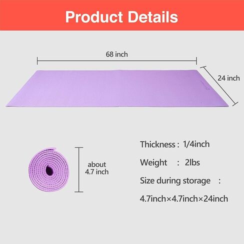 بساط اليوجا الاحترافي من Primasole بسمك 1/4 بوصة - بساط تمرين مقاوم للانزلاق لليوجا وصالة الألعاب الرياضية والتدريبات المنزلية - بساط لياقة بيلاتيس عالي الكثافة مضاد للانزلاق (أخضر الغابة) in Kuwait