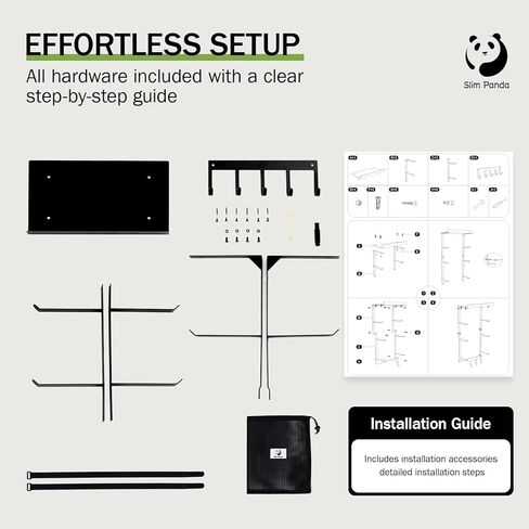 حامل بساط اليوجا النحيف الباندا مع حقيبة شبكية، رف تخزين ملحقات اليوجا، منظم صالة الألعاب الرياضية المنزلية مع رف معدني عائم و5 خطافات لتعليق سجادات اليوجا، وبكرة إسفنجية، وأشرطة مقاومة in Kuwait