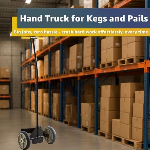 Heavy-Duty Commercial Hand Truck for Kegs and Pails, 400 lb Capacity - Keg Dolly with 8" Oiled Wheels, Ergonomic Handle & Keg Hook, Steel Frame for Beer Barrels, Brewery, Delivery Use in Kuwait