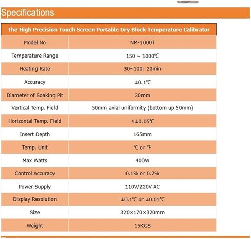 Arionyx 150℃ - 1000℃ Touch Screen Portable Dry Block Temperature Calibrator NM-1000T(150C - 1000C AC 110V) in Saudi Arabia