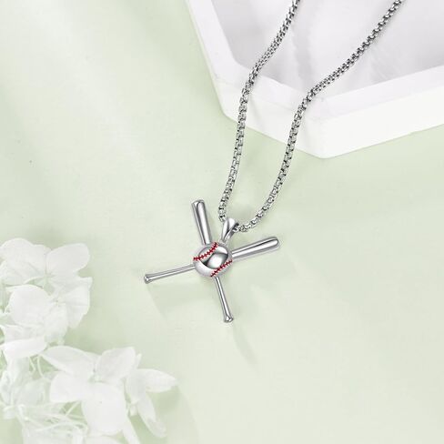 قلادة البيسبول 925 الفضة الاسترليني البيسبول قلادة معلقة هدايا مجوهرات رياضية للنساء in Kuwait