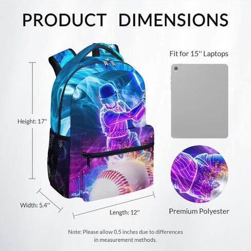 Backpack for Boys Baseball Backpacks with Padded Shoulder Straps - Kids Sports BookBag with Padded Shoulder Straps, Durable School Supplies for Teens Boys (17 Inch) in Saudi Arabia