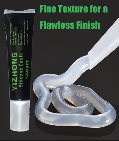 YIZHONG Silicone Sealant Caulk, 4.2 oz Tube for Bathroom & Kitchen, Easy Squeeze & Smooth Application, Low Odor (Clear 125ml) in Kuwait