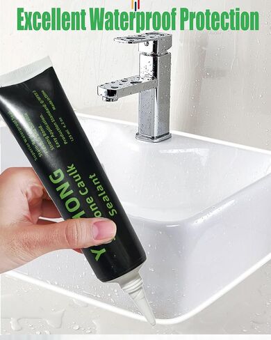 YIZHONG Silicone Sealant Caulk, 4.2 oz Tube for Bathroom & Kitchen, Easy Squeeze & Smooth Application, Low Odor (Clear 125ml) in Kuwait