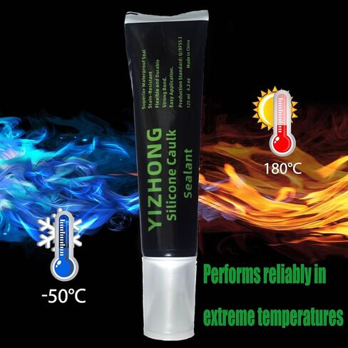 YIZHONG Silicone Sealant Caulk, 4.2 oz Tube for Bathroom & Kitchen, Easy Squeeze & Smooth Application, Low Odor (Clear 125ml) in Kuwait