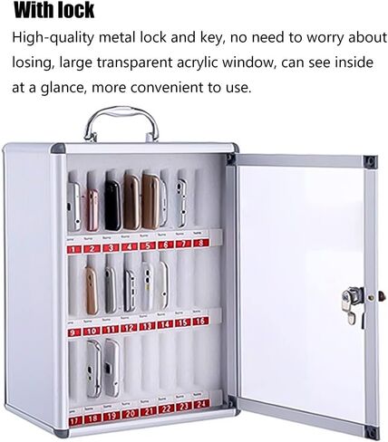 48 Slots Aluminum Alloy Phone Storage Cabinet, Wall-Mounted Phone Storage Box with Lock, Handle, Phone Organizer for Classroom, Factory, Summer Camp (48) in Saudi Arabia
