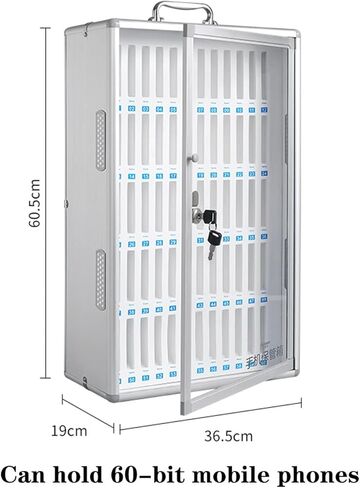 Phone Storage Cabinet School Cell Phone Safe Mobile Phone Cabinet with Cooling Holes Cell Phone Storage Cabinet with Lock Training Mobile Phone Storage Box Improve W0 bits (Silver-60 bits) in Saudi Arabia