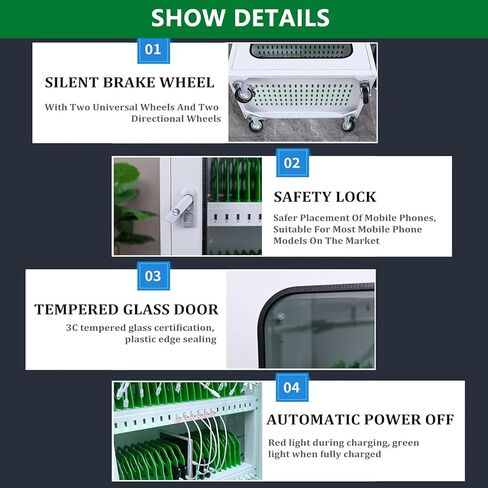 Rechargeable Mobile Phone Charging Cabinet, Aluminum Alloy Mobile Phone Cabinet, Portable Mobile Phone Storage Box, Mobile Phone Safe for Company Conference Room,12Slots in Saudi Arabia