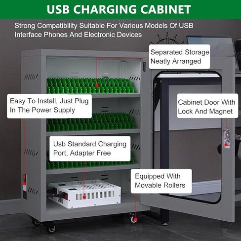 Rechargeable Mobile Phone Charging Cabinet, Aluminum Alloy Mobile Phone Cabinet, Portable Mobile Phone Storage Box, Mobile Phone Safe for Company Conference Room,12Slots in Saudi Arabia