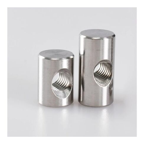 2/10/20pcs M4 M5 M6 304 Stainless Steel Barrel Nuts Cylindrical Pin Dowel Cross Hole Hammer Embedded Nut for Wood Furniture Accessories Hand Nut (Size : M5x16 (10Pcs)) in Saudi Arabia