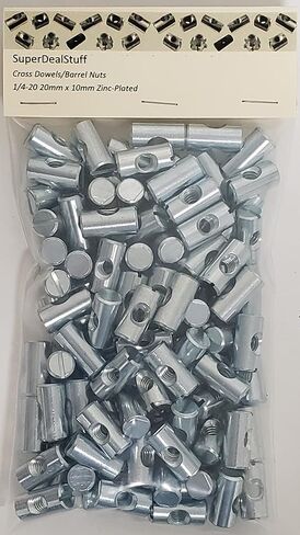 (100) مسامير متقاطعة/صواميل أسطوانية - 1/4-20 20 مم × 10 مم CNC مطلي بالزنك in Kuwait