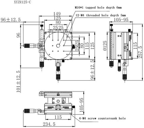 Motorized Rotary Positioning Stage XYZR Four-axis Stage XYZR125-C Manual fine-Tuning Guide Platform LTP125-R-2 Rotary Table, Load: 49N (5kgf) in Saudi Arabia