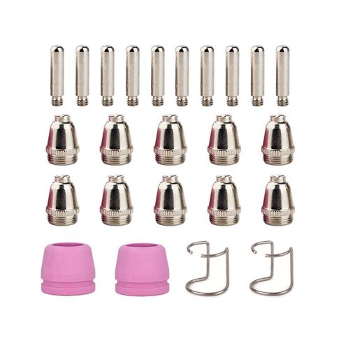 24Pcs Plasma Cutter Consumables Kit, Replacement Parts Set with Electrodes, Nozzles, Cups, Shields for CUT-50DF CUT-50/60 Non-Touch Pilot Arc AG60/SG55 in Saudi Arabia