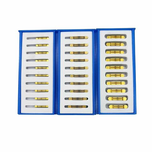 MRGN200 MRGN300 MRGN400 10pcs Tin Coated Carbide Round Head Grooving Inserts 2mm 3mm 4mm Width Grooving Carbide Inserts for MGEHR/MGIVR Lathe Grooving Cut-Off Tool (MRGN200-U Yellow Inserts) in Kuwait