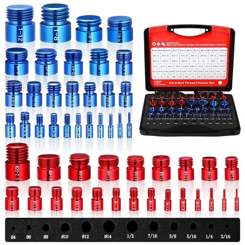 62 Pcs (50+12pcs) Thread Checker & Drill Checker, Nut and Bolt Threads Checkers, 27 Inch & 23 Metric Thread Gauge & 12 Drill Gauge Kit, nut Bolt Size Finder Checkers box for Quickly Identify in Saudi Arabia