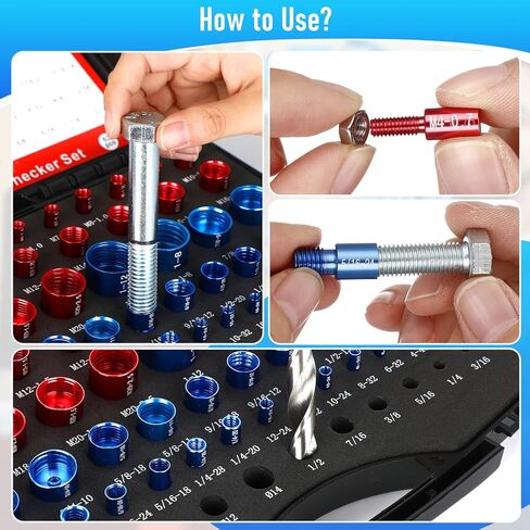 62 Pcs (50+12pcs) Thread Checker & Drill Checker, Nut and Bolt Threads Checkers, 27 Inch & 23 Metric Thread Gauge & 12 Drill Gauge Kit, nut Bolt Size Finder Checkers box for Quickly Identify in Saudi Arabia