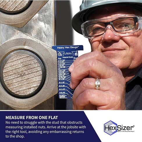 HexSizer Heavy Hex Nut, Bolt & Stud Gauge Tool & Thread Pitch Checker Set - Thread Measuring Gauge Set, Compact, Durable Anodized Aluminum Gauge Measuring Nuts, Studs, and Bolts - Inch Measurement in Kuwait