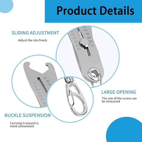 2Pcs Portable Bolt Size Finder Keychain, Thread Checker & Identifier for Nuts Bolts, Portable Measuring Device with Dual Scale for Fast Accurate Measurement in Saudi Arabia