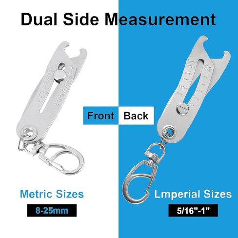 2Pcs Portable Bolt Size Finder Keychain, Thread Checker & Identifier for Nuts Bolts, Portable Measuring Device with Dual Scale for Fast Accurate Measurement in Saudi Arabia