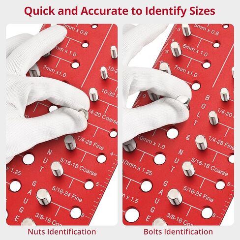 XUNTOP 28 مدقق خيط مع حقيبة قطيفة محمولة، مقاس قياسي/متري ومقياس معرف الجوز مع مسطرة بوصة/سم من الألومنيوم لفحص مواصفات الصواميل والمسمار in Kuwait