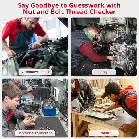 XUNTOP 28 مدقق خيط مع حقيبة قطيفة محمولة، مقاس قياسي/متري ومقياس معرف الجوز مع مسطرة بوصة/سم من الألومنيوم لفحص مواصفات الصواميل والمسمار in Kuwait