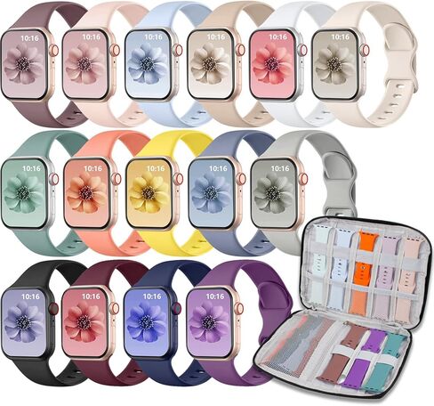 15 Pack Sport Band متوافق مع فرق Apple Watch للنساء Men 40mm 41mm 38mm 46mm 45mm 44mm 42mm 49mm ، فرق Iwatch مع منظم التخزين لـ Iwatch Series 10 9 8 7 5 4 3 2 Se Ultra in Saudi Arabia